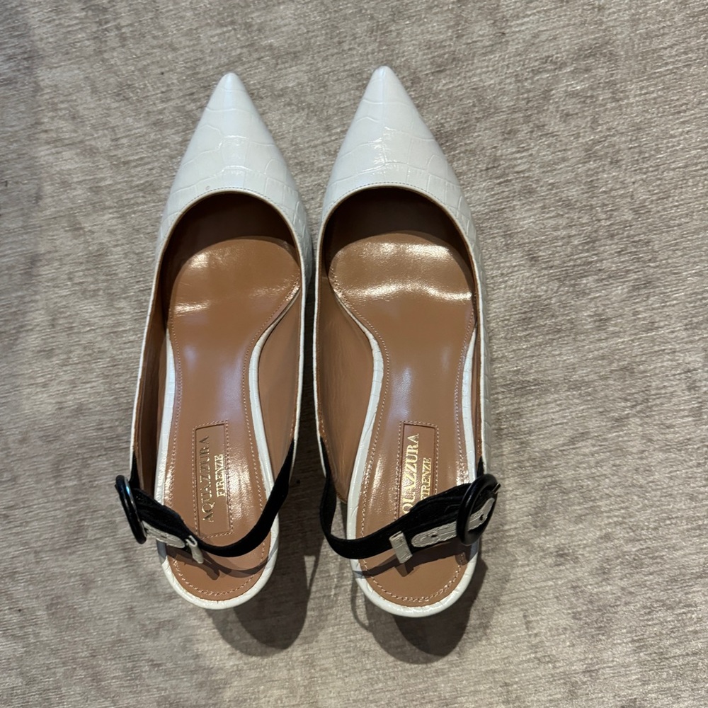 Aquazzura white pump 85 mm size 36